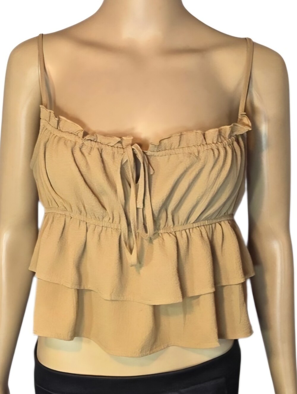 Wild Fable Shirt Ruffle Top Spagetti Straps Brown Womens Size Medium